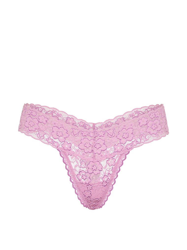Victoria's Secret, The Lacie Lace Lace-Up Thong Panty, Bikini Pink, offModelFront, 3 of 3