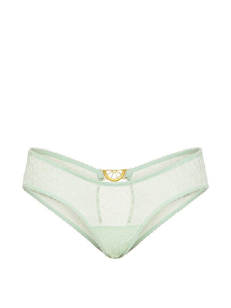 Victoria's Secret, Victoria's Secret Tease Lace Hardware Open-Back Cheeky Panty, Mint, offModelFront, 3 of 4