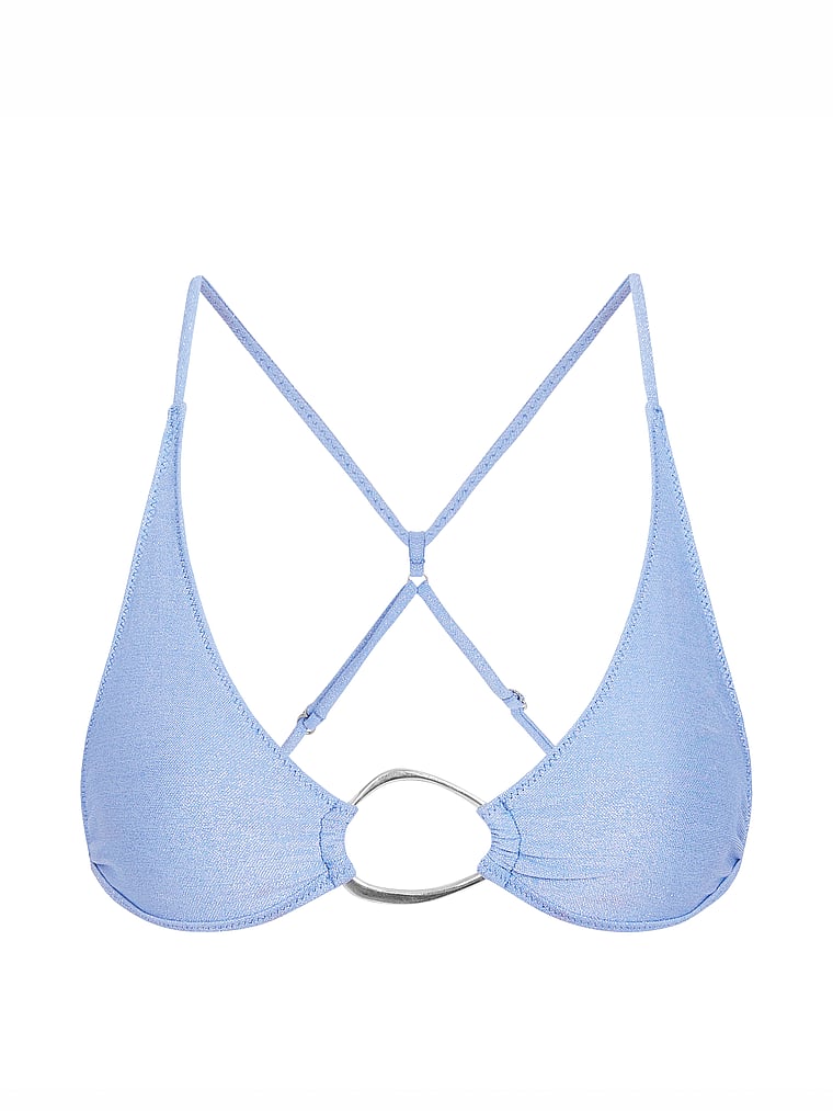 Victoria's Secret, Tropic of C Orb Universo Bikini Top, Shimmer Blue Lurex, offModelFront, 4 of 4
