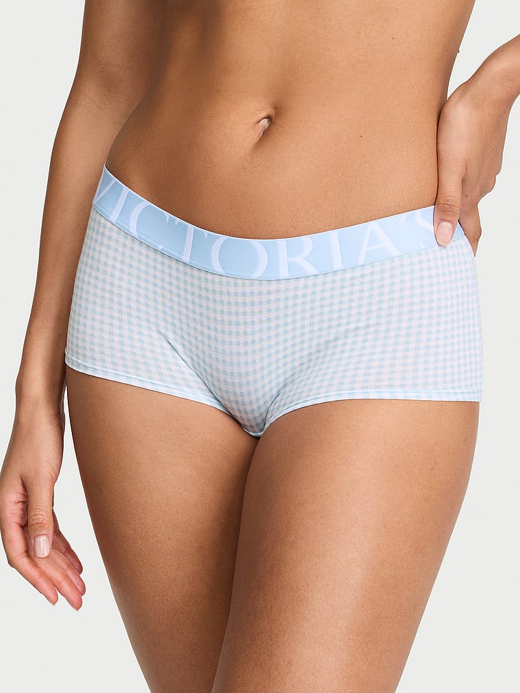 Logo Cotton Lace Patch Boyshort Panty