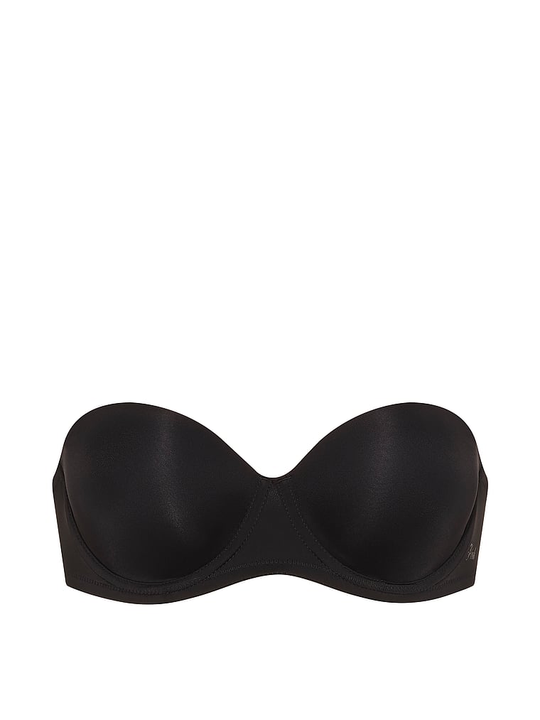 PINK Wear Everywhere™ Push-Up Strapless Bra, Black, offModelFront, 3 of 3