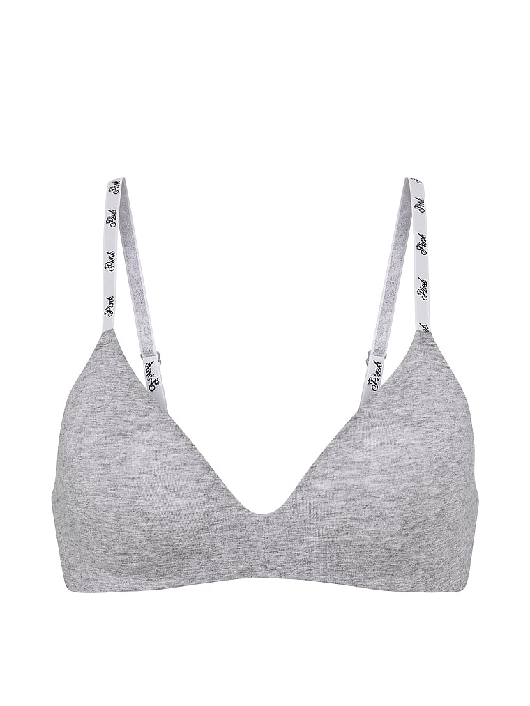 PINK Wear Everywhere™ Lightly Lined Wireless Bra, Heather Grey, offModelFront, 3 of 3