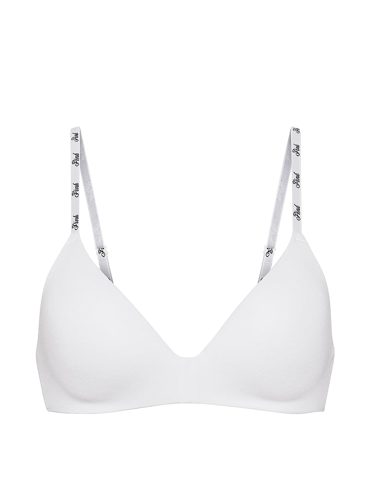 PINK Wear Everywhere™ Lightly Lined Wireless Bra, White, offModelFront, 3 of 3