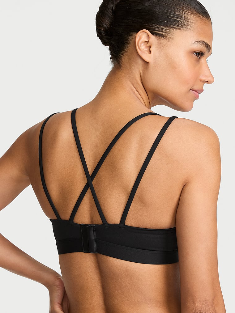 Victoria's Secret, VSX VSX Elevate™ Strappy Plunge Sports Bra, Black, onModelBack, 2 of 3