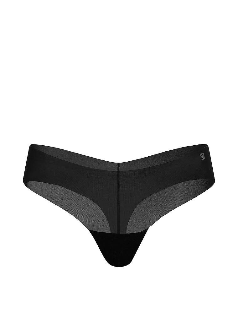 Victoria's Secret, No-Show No-Show Thong Panty, Black, offModelFront, 3 of 3