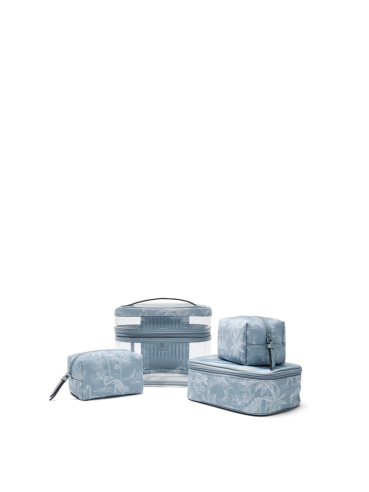 Victoria's Secret, Victoria's Secret 4-Piece Makeup Bag Set, Blue Nylon, onModelBack, 2 of 3
