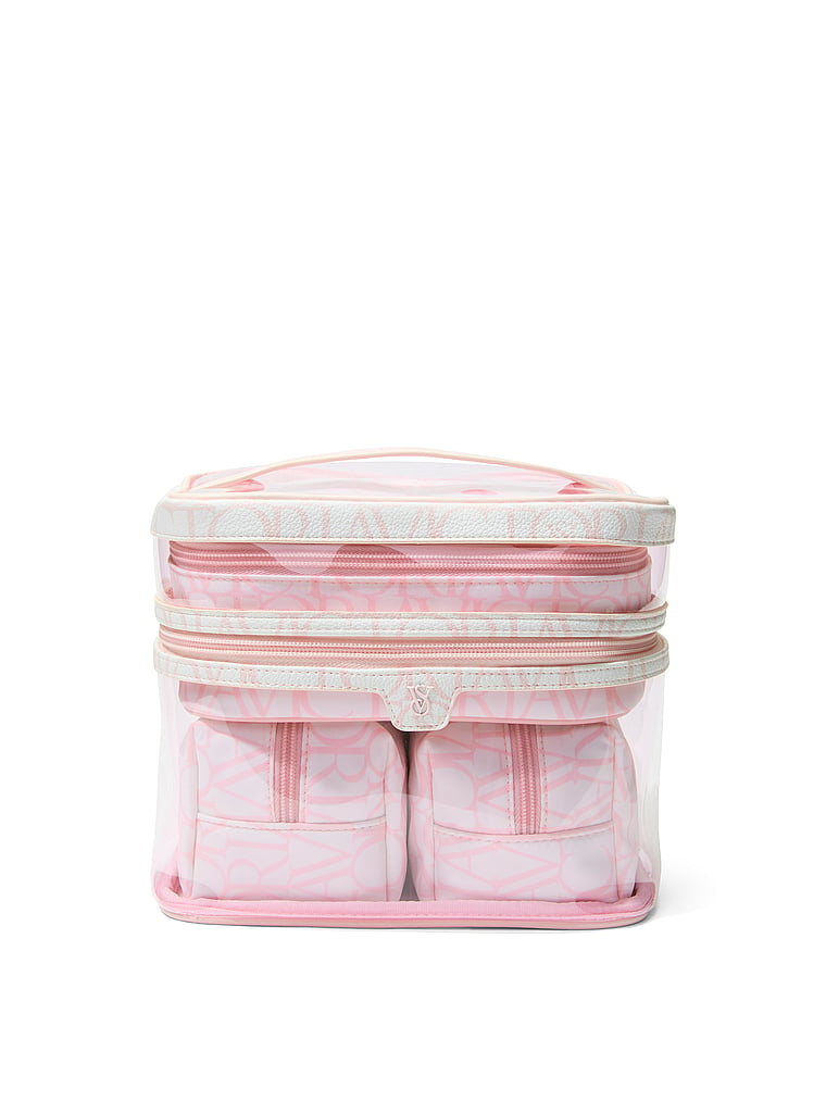 Victoria's Secret, Victoria's Secret 4-Piece Makeup Bag, Victoria Script, onModelFront, 1 of 3