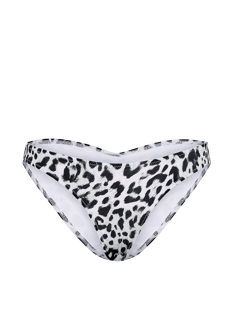 Victoria's Secret, Victoria's Secret Swim Ruched Cheeky Bikini Bottom, Snow Leopard, offModelFront, 3 of 3