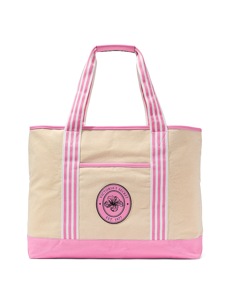 Victoria's Secret, Victoria's Secret Canvas Tote Bag, Multicolored, onModelBack, 2 of 3