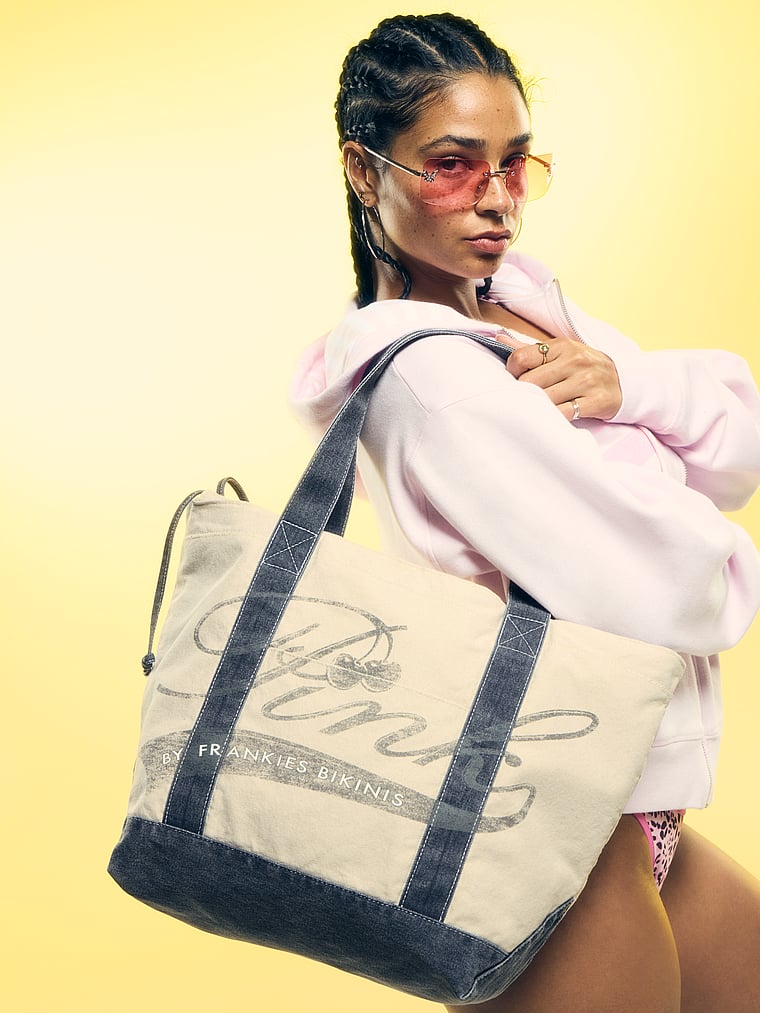 PINK by Frankies Bikinis Canvas Tote Bag