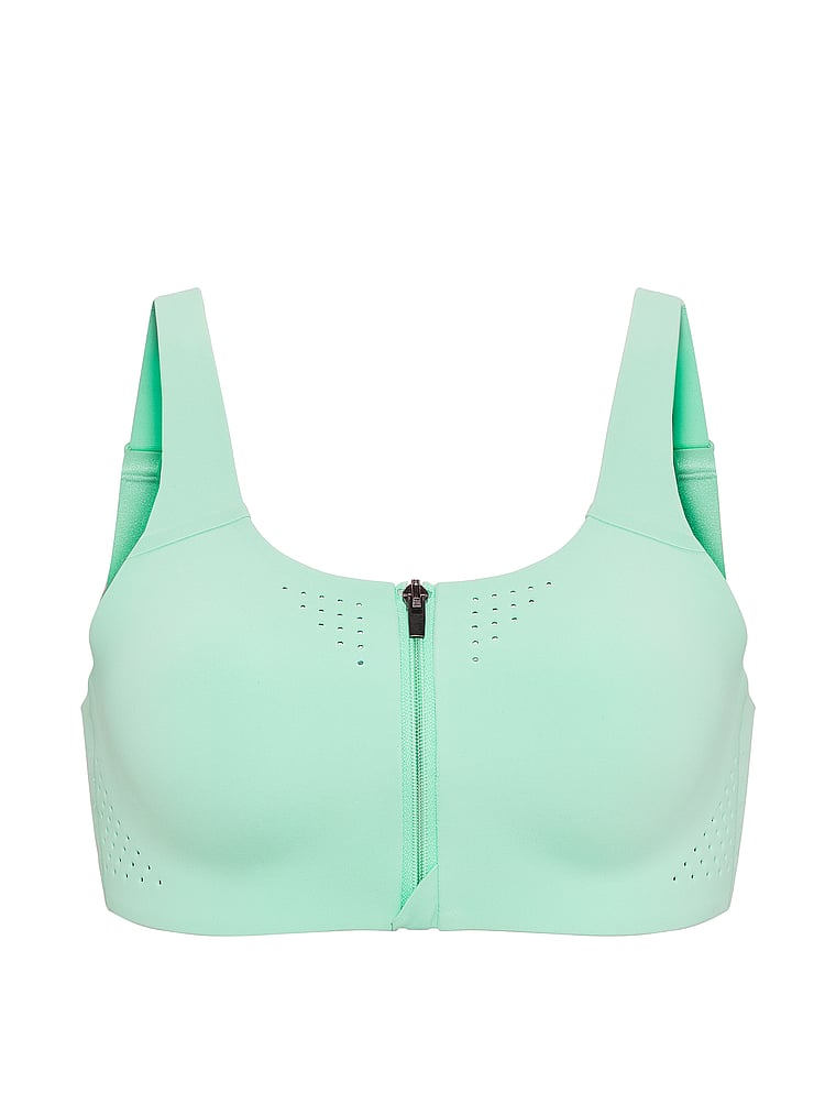 Victoria's Secret, VSX VSX Featherweight Max™ Front-Close Sports Bra, Waterfall, offModelFront, 4 of 4