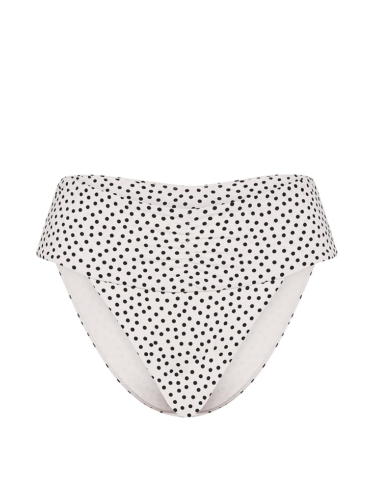 Victoria's Secret, Victoria's Secret Swim Cinched High-Waist Bikini Bottom, Print, offModelFront, 3 of 3