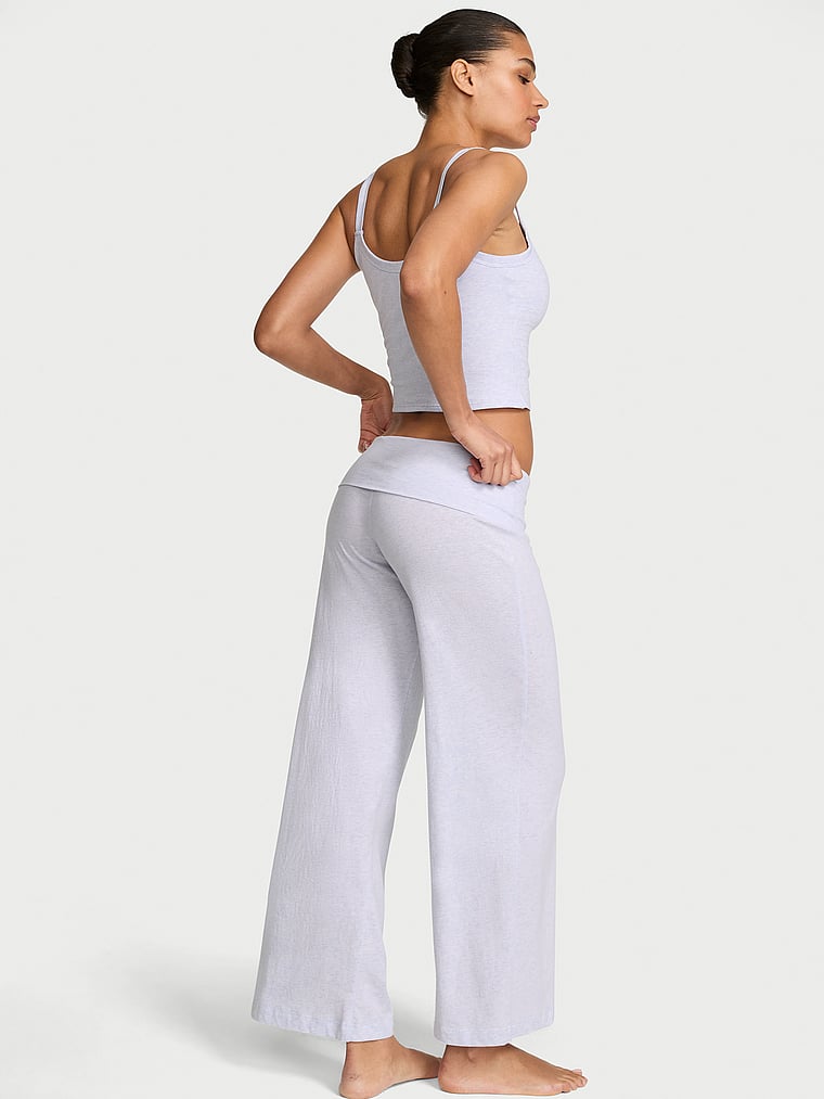 Victoria's Secret, Victoria's Secret 100% Cotton Tank & Pants Set, Heather Air Blue, onModelBack, 2 of 4