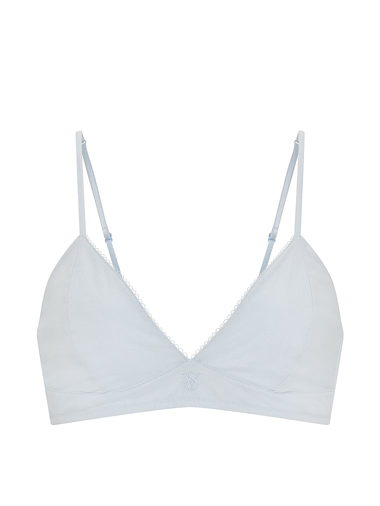 Victoria's Secret, Victoria's Secret Heritage Cotton Sleep Bralette, Chambray Blue, offModelFront, 4 of 5