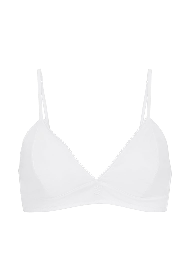 Victoria's Secret, Victoria's Secret Heritage Cotton Sleep Bralette, VS White, offModelFront, 4 of 5