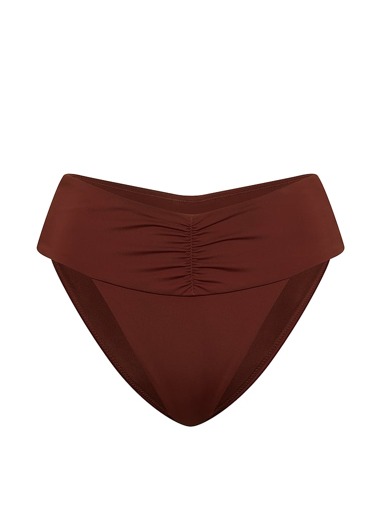 Victoria's Secret, Victoria's Secret Swim Cinched High-Waist Bikini Bottom, Dark Chili, offModelFront, 3 of 3