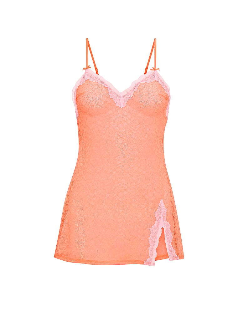 Victoria's Secret, Victoria's Secret Tease Lace Mini Slip Dress, Citrus Splash, offModelFront, 4 of 4