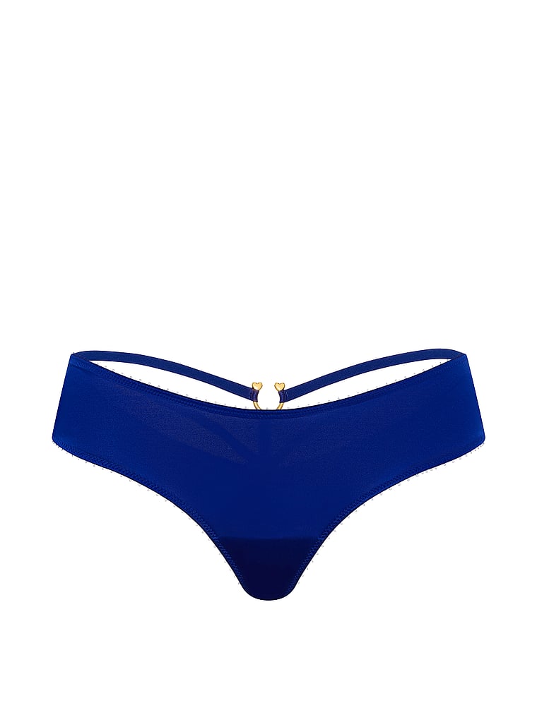 Victoria's Secret, Very Sexy Strappy-Back High-Leg Cheeky Panty, Fantasia Blue, offModelFront, 3 of 4