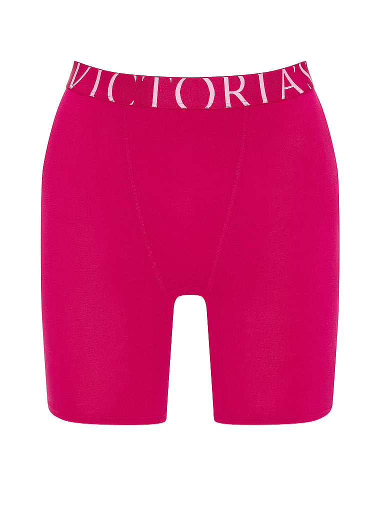 Victoria's Secret, Cotton Logo Cotton High-Waist Boxer Brief, Vibrant Fuchsia, offModelFront, 3 of 3