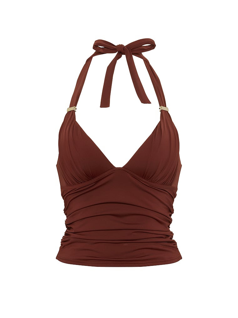 Victoria's Secret, Victoria's Secret Swim Harlow Push-Up Tankini Top, Dark Chili, offModelFront, 3 of 3