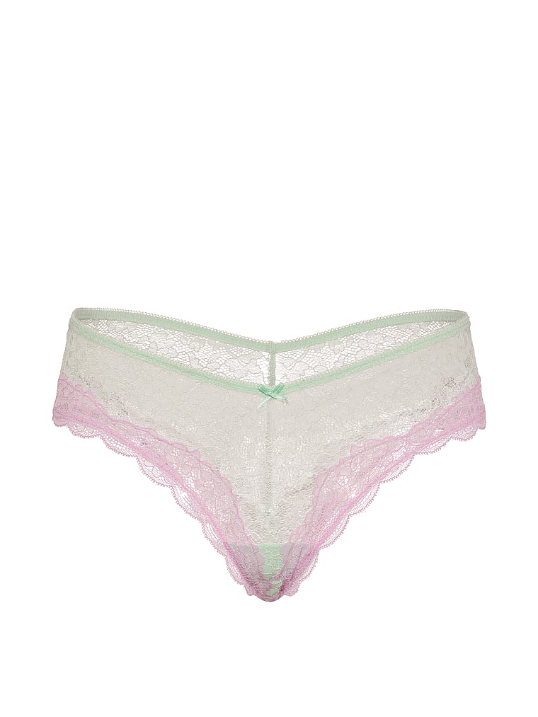 Victoria's Secret, Victoria's Secret Tease Sheer Stripe High-Leg Cheeky Panty, Mint, offModelFront, 4 of 4