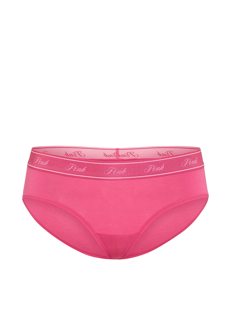 PINK Logo Cotton Hiphugger Panty, Love Me Pink with Don't Be Jealous Butt Graphic, offModelFront, 3 of 3