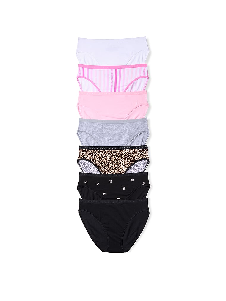 Victoria's Secret, Victoria's Secret 7-Pack Stretch Cotton High-Leg Brief Panties, Multi, offModelFront, 1 of 1