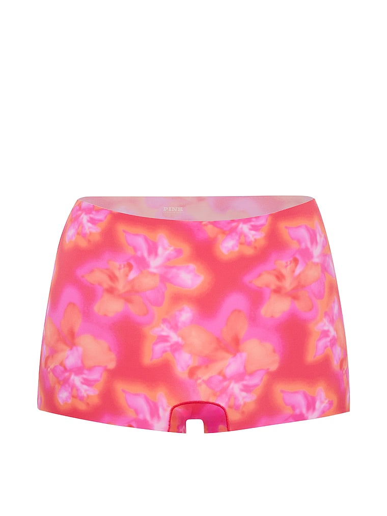 PINK No-Show Boyshort Panty, Candy Pink Hibiscus Floral Print, offModelFront, 3 of 3