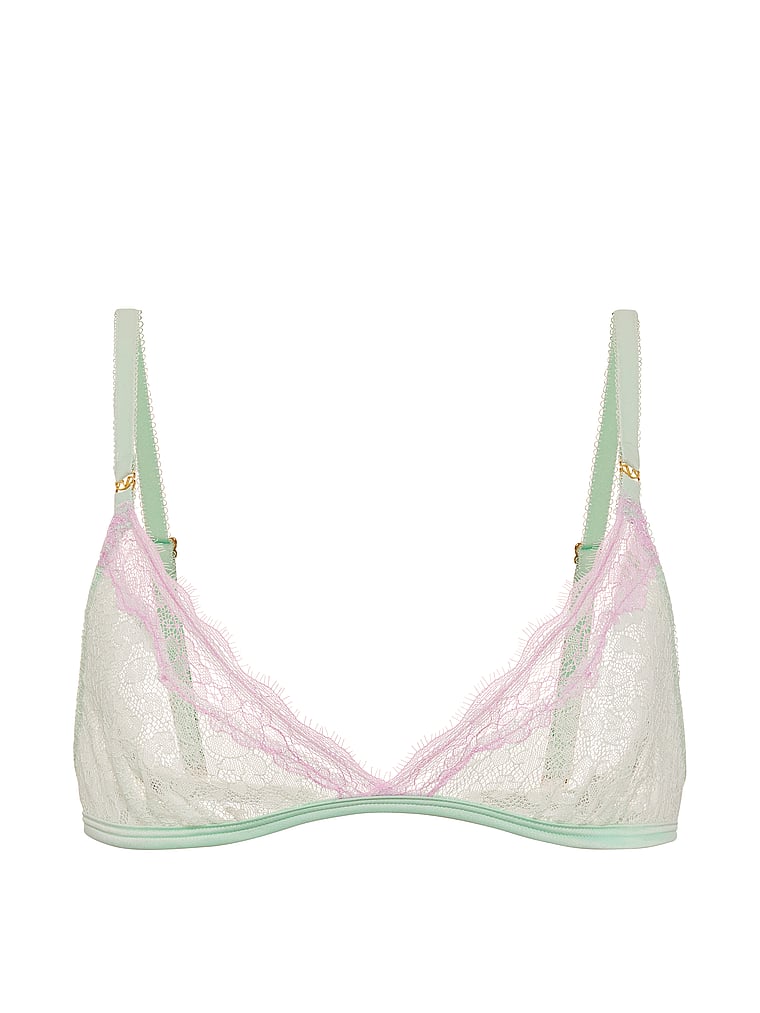 Victoria's Secret, Victoria's Secret Tease Sexy Strappy Lace Triangle Bralette, Mint, offModelFront, 3 of 3