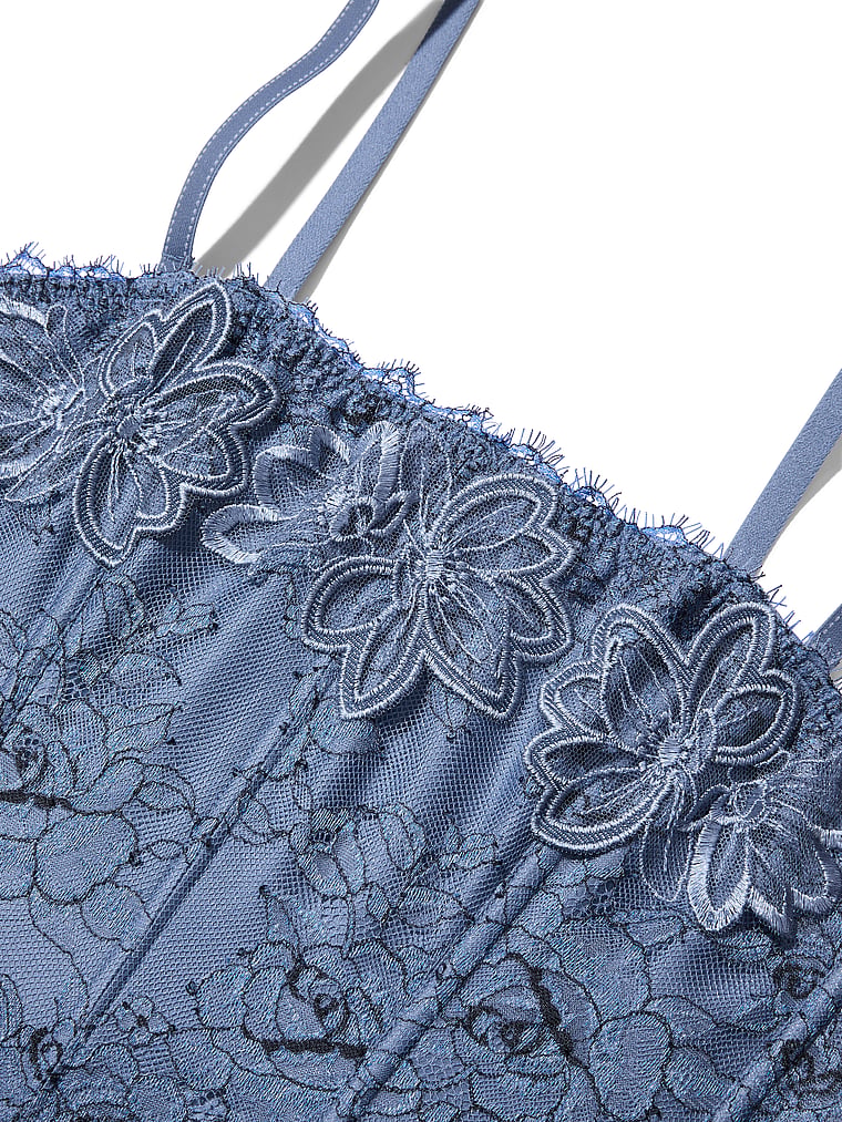 Victoria's Secret, Very Sexy Denim Embroidery Bustier Corset Top, Denim Blue, detail, 5 of 5