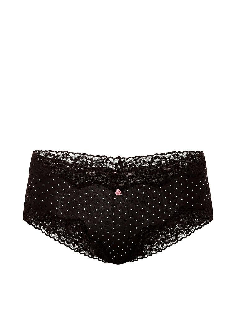 Buy Cotton Lace Waist Cheeky Panty Black Pin Dot Order Panties 