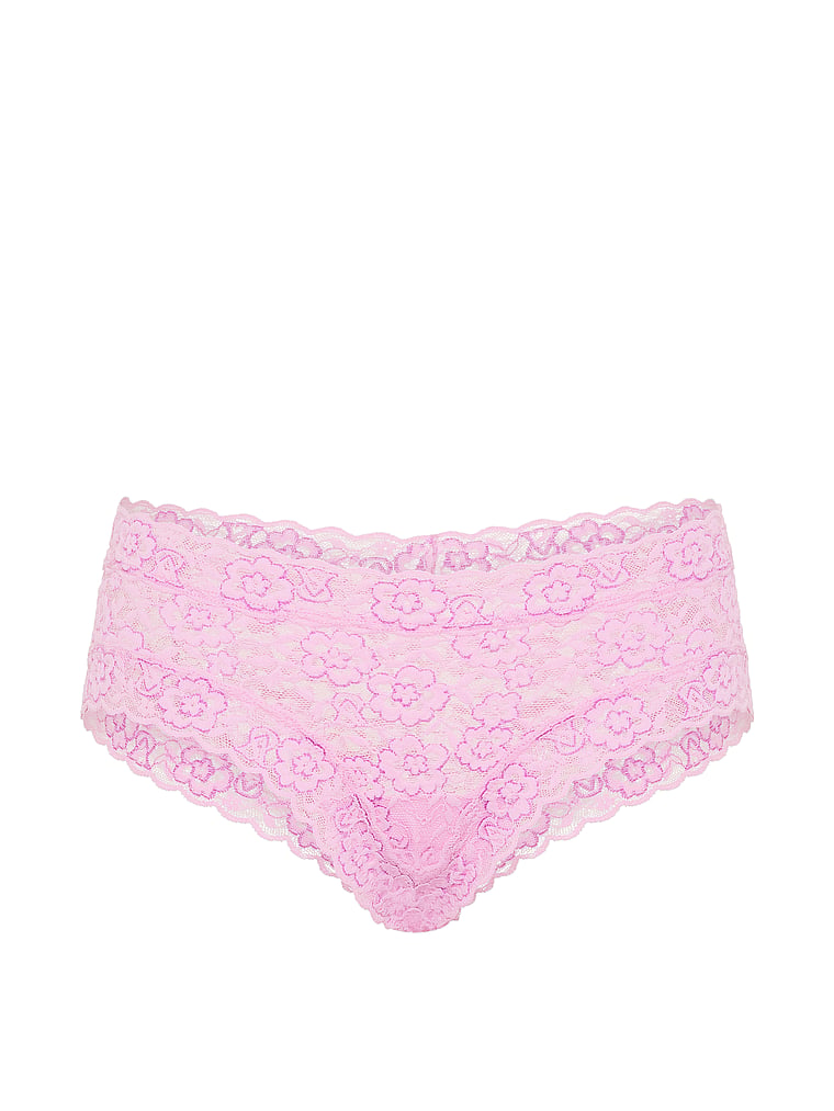 Victoria's Secret, The Lacie Bow Lace Mesh Cheeky Panty, Bikini Pink, offModelFront, 3 of 3