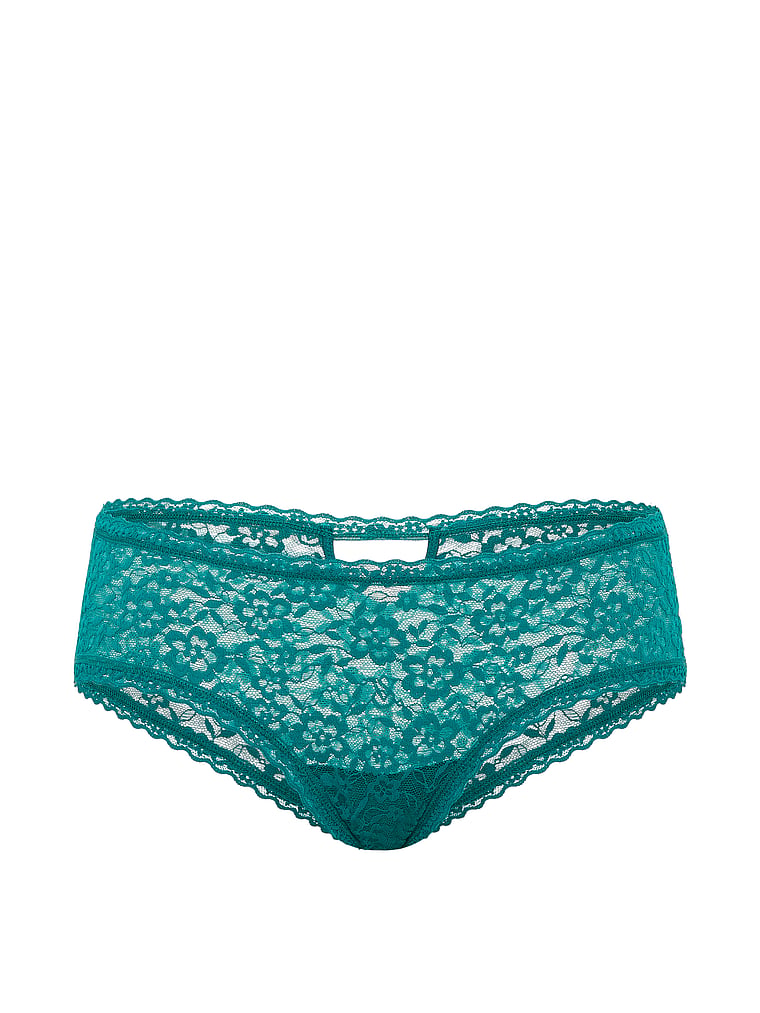 Victoria's Secret, The Lacie Lace Cheeky Panty, Parrot Blue, offModelFront, 4 of 4