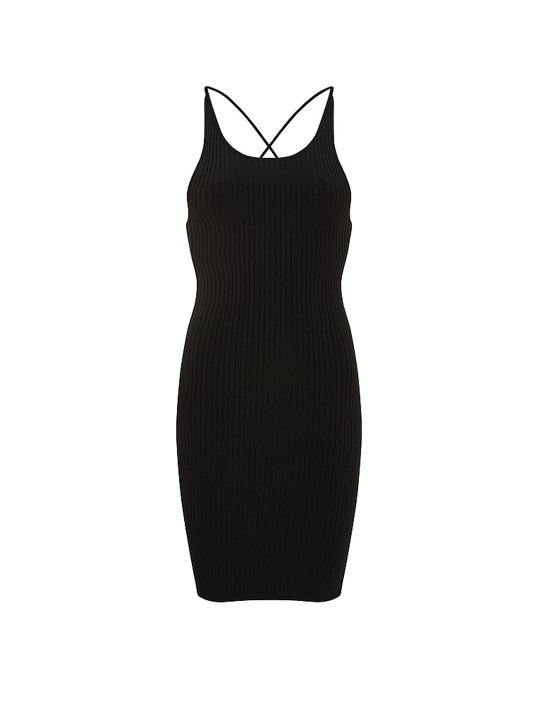 PINK Crochet Bodycon Midi Dress, Pure Black, offModelFront, 3 of 3