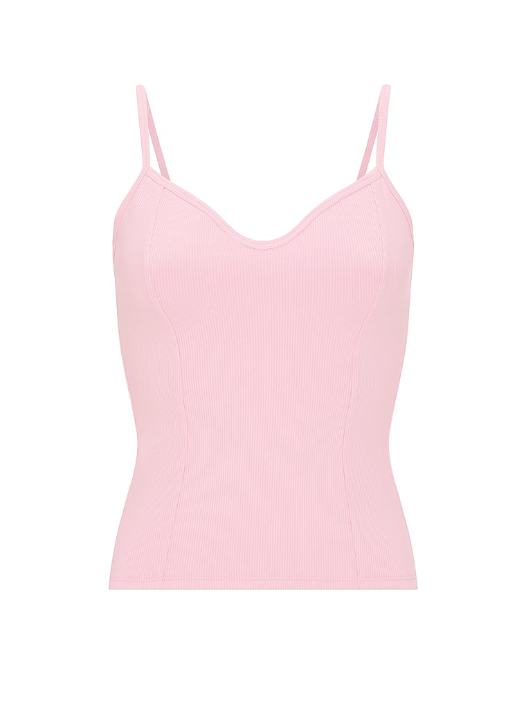 PINK All-Day Soft Rib Corset Tank Top, Coconut Pink, offModelFront, 3 of 3