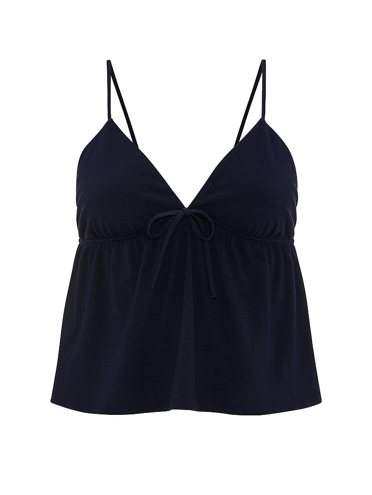 PINK Dream Jersey Babydoll Cami, Noir Navy, offModelFront, 3 of 3