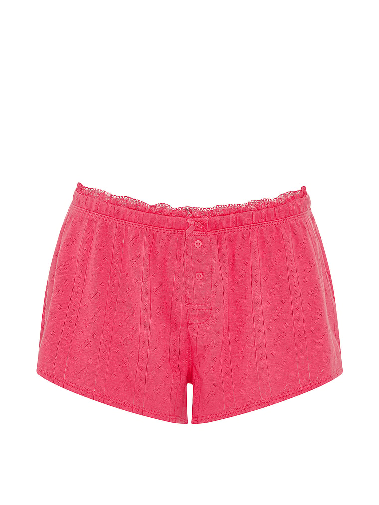 PINK Sweet Dreams Silky Pajama Micro Shorts, Candy Pink, offModelFront, 3 of 3