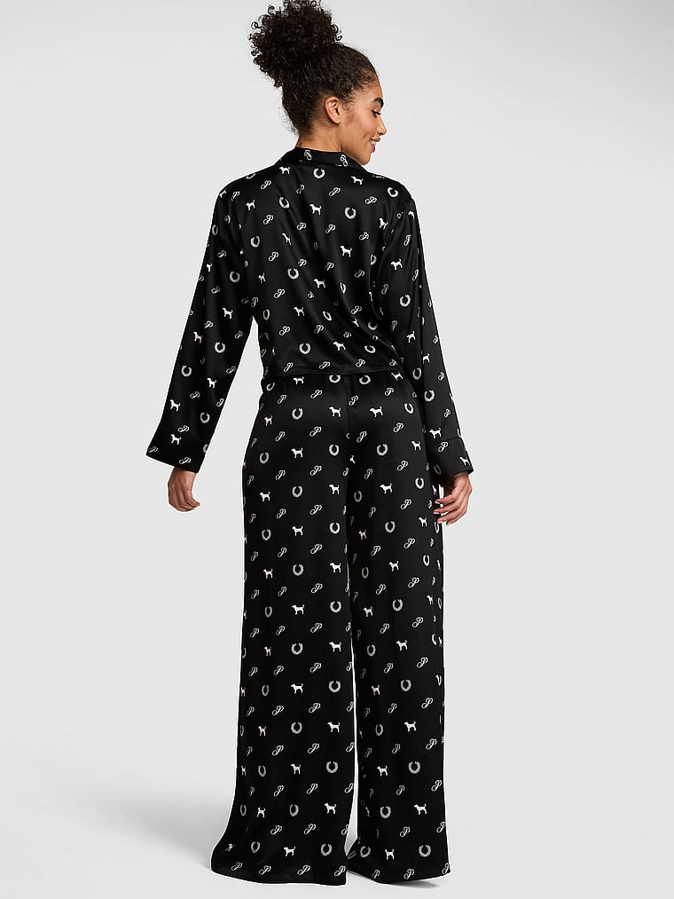 GRWPINK™ Satin Flyaway Long-Sleeve & Pants Pajama Set