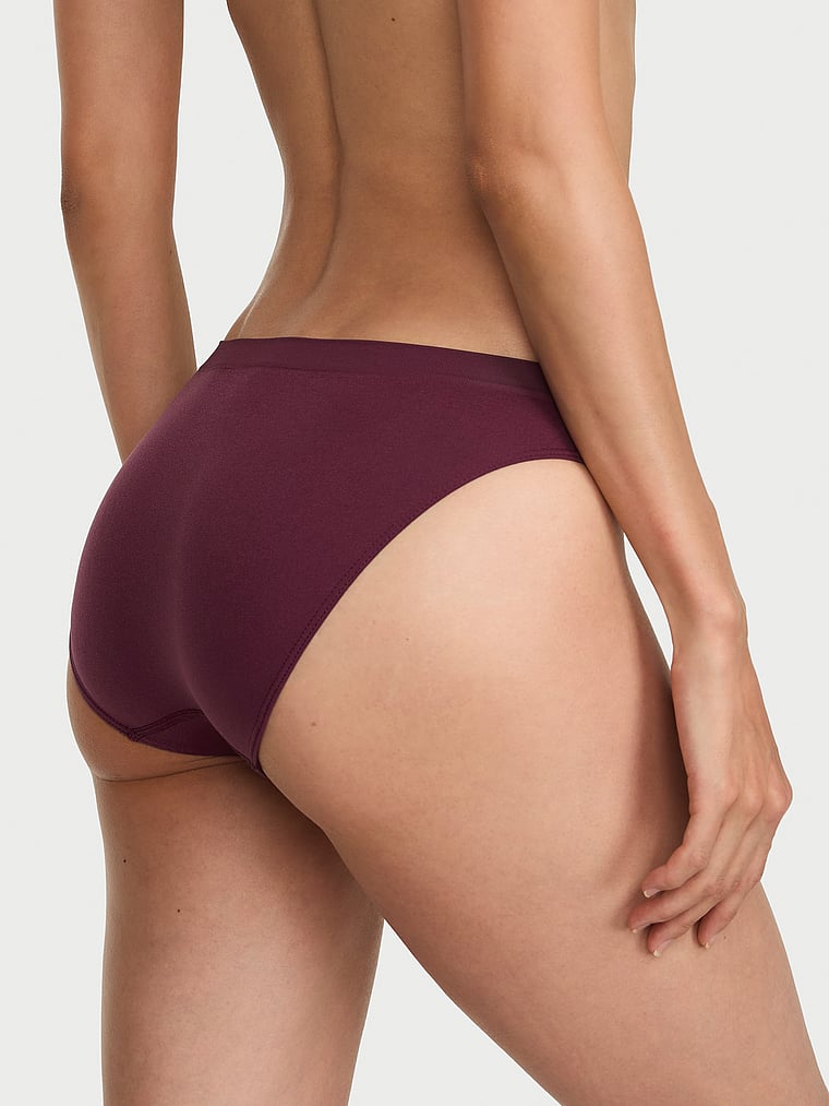 Victoria's Secret, Seamless Seamless Bikini Panty, Rich Maroon, onModelBack, 2 of 3