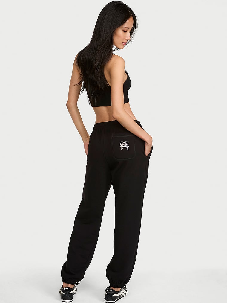 Victoria's Secret, Angel Essentials Iconic Fleece Relaxed Jogger Sweatpant, Black, onModelBack, 2 of 3