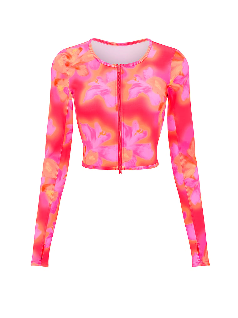 PINK SWIM Cropped Scuba Jacket, Hazy Hibiscus, offModelFront, 3 of 3