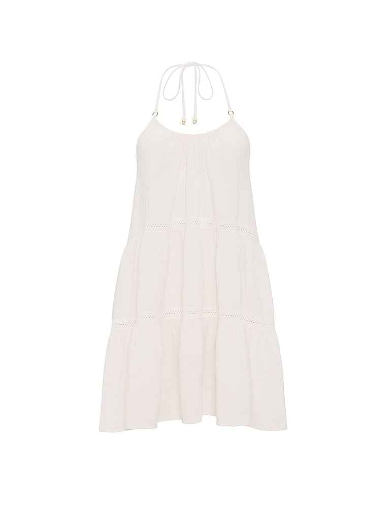 Victoria's Secret, Victoria's Secret Swim Beachwear Cotton Gauze Tiered Mini Dress, Grey, offModelFront, 3 of 3