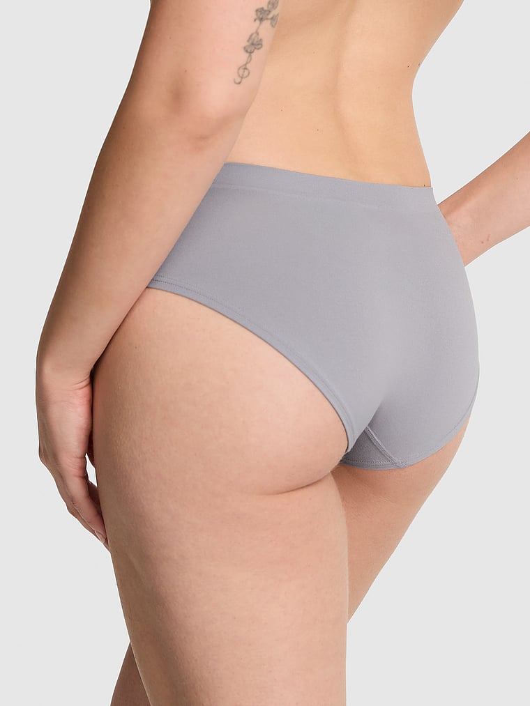 PINK Seamless Hiphugger Panty, Grey Oasis, onModelBack, 2 of 3 Taylor is 5'8" or 173cm and wears Small