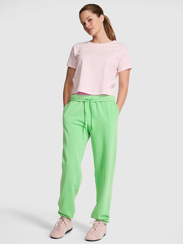PINK Campus Fleece™ Sweatpants, Graphic Green, onModelBack, 2 of 4 Taylor is 5'8" or 173cm and wears Small