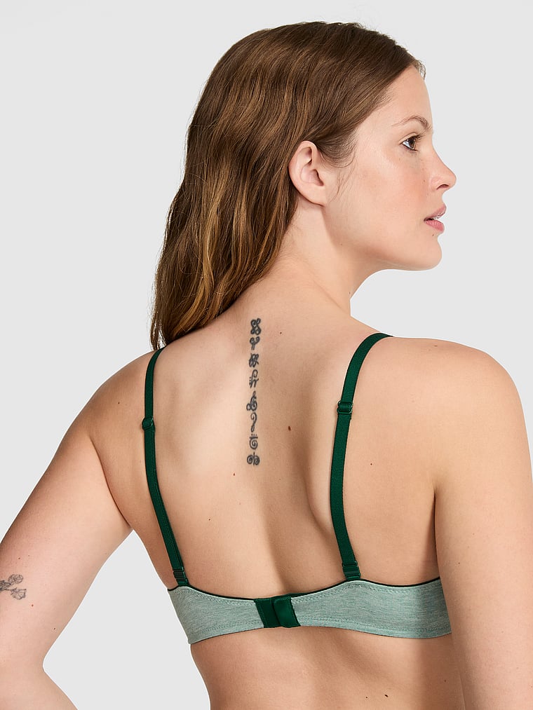 PINK Wear Everywhere™ Push-Up Wireless Bra, Heather Soft Sage, onModelBack, 2 of 3 Taylor is 5'8" or 173cm and wears 32B or Small