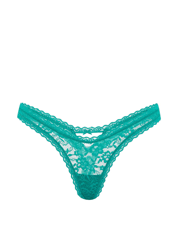 Victoria's Secret, The Lacie Lace Keyhole Ultra-Mini Scoop Thong Panty, Parrot Blue, offModelFront, 3 of 3