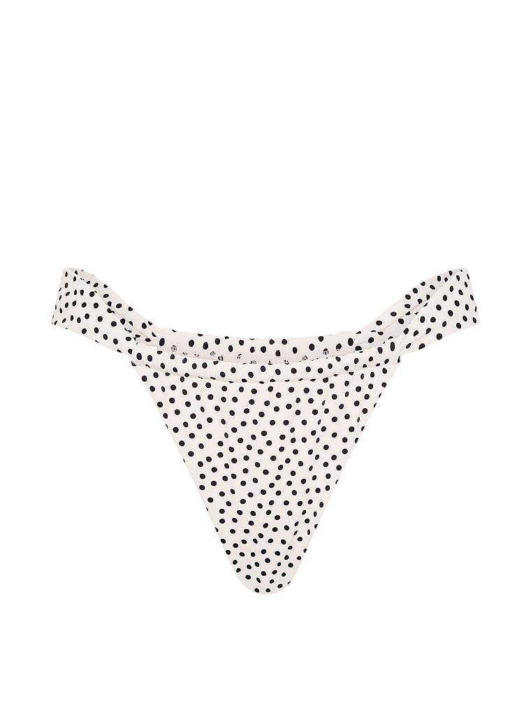 Victoria's Secret, Victoria's Secret Swim Adjustable Ruched Thong Bikini Bottom, Print, offModelFront, 3 of 3