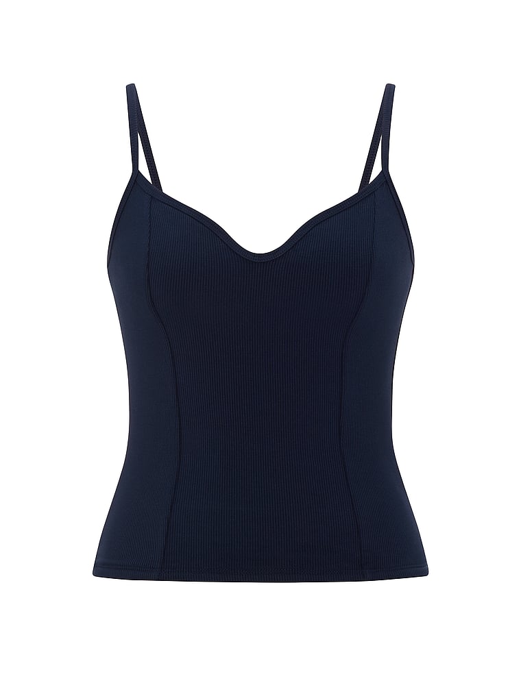 PINK All-Day Soft Rib Corset Tank Top, Noir Navy, offModelFront, 3 of 3
