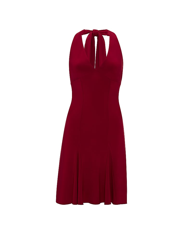 PINK Night-Out Stretchy Knit Halter Dress, Red Lacquer, offModelFront, 3 of 3