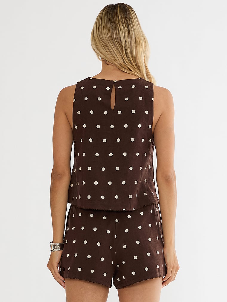 Victoria's Secret, Beach Riot Dollie Sleeveless Top, Brown Polka Dot, onModelBack, 2 of 4